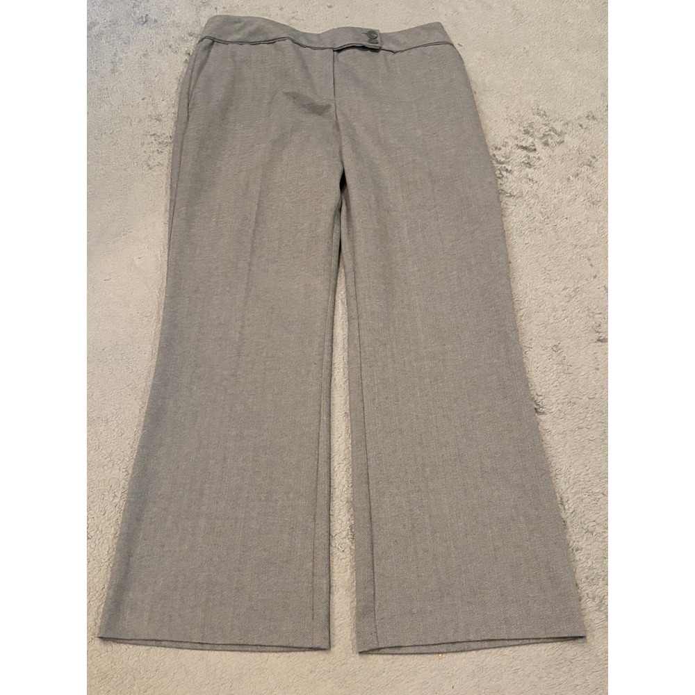 Ann Taylor Loft Gray Herringbone Wide Leg Dress Pants Wool Blend Size 12